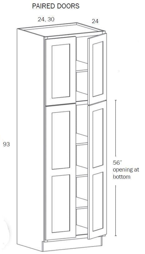 TP3093-Tall Pantry 3093 (Double Door)- White Shaker - Assembled - Daves Same Day Cabinets
